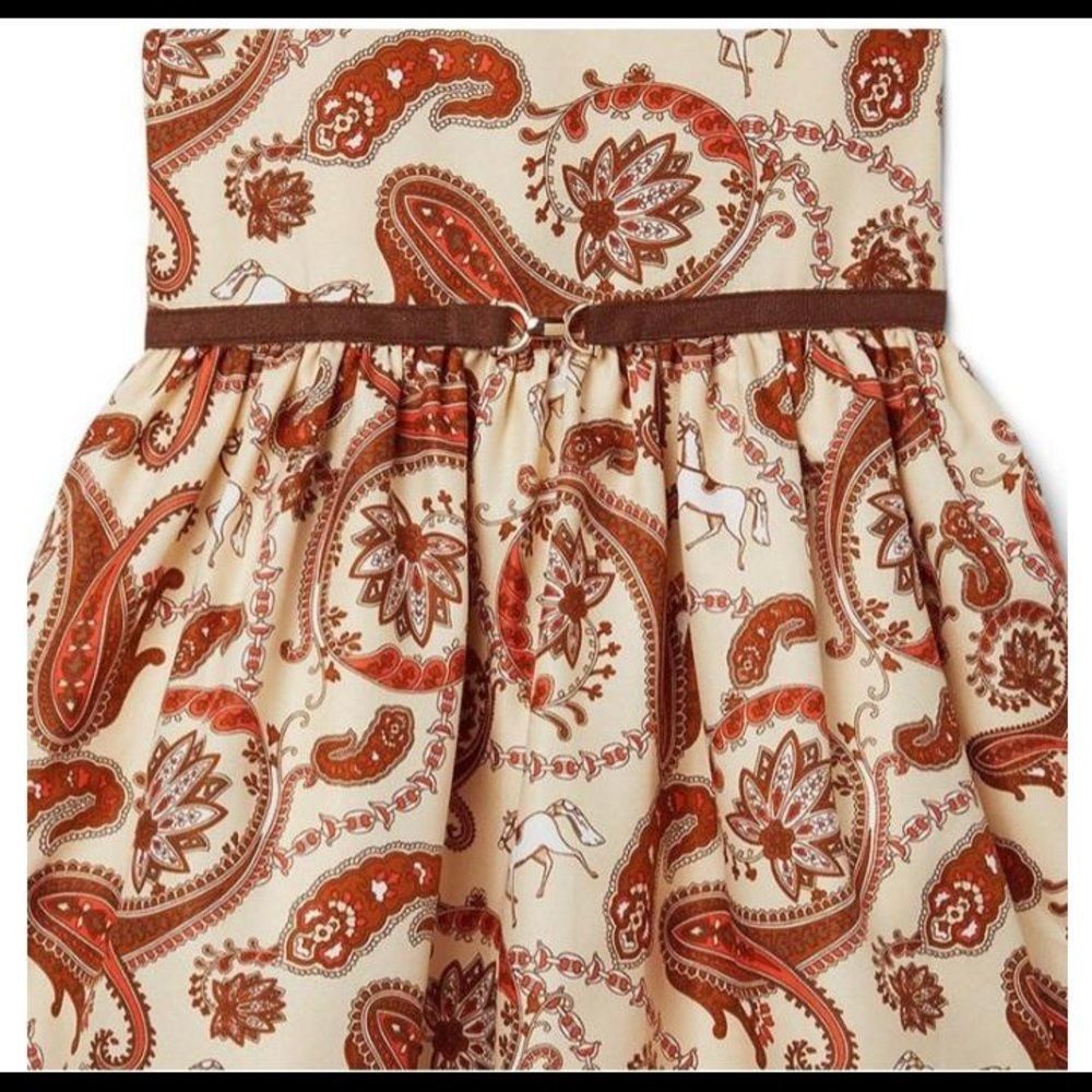 Janie and Jack Dress Paisley Print in Cream and Orange - Picture 2 of 3